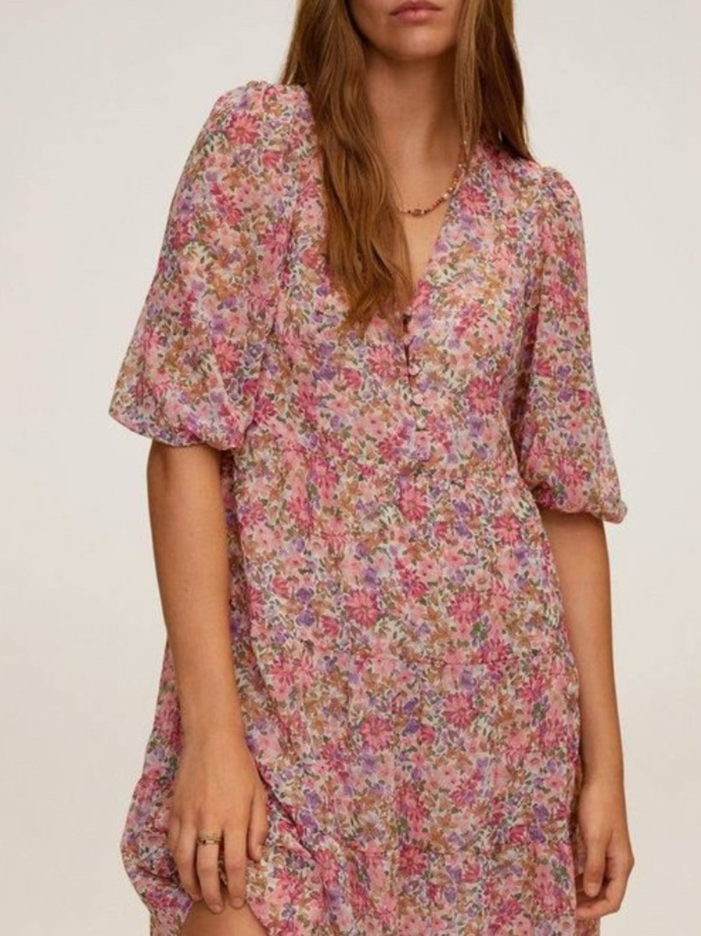 Mango Pink Floral Midi Dress